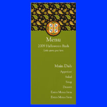Halloween Paisley Skull Menu Card Rack Card Template