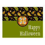 Halloween Paisley Skull Postcard