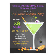 candy corn and colorful green bubbling drink halloween party invitation