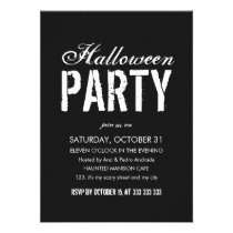 Halloween Party Black White Grunge Script Adult invitations