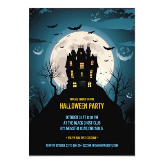 Halloween Party Flat Invitation Card