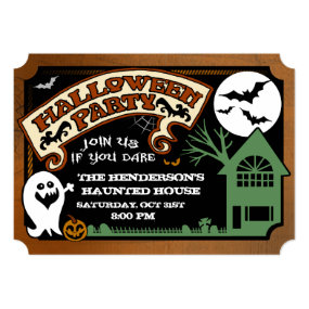 Halloween Party Fun Ghost & Haunted House Invite