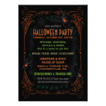 Halloween Party Invitation - Black Orange Spiders
