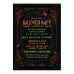 Halloween Party Invitation - Black Orange Spiders