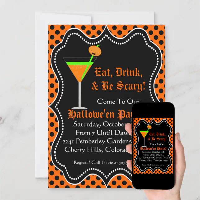 Halloween Party Invitation Eat Drink Be Scary Zazzle