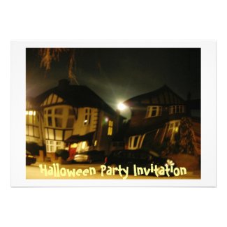 Halloween Party Invitation - haunted house