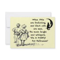 Halloween Party Invitation JOLs Black Cat Moon