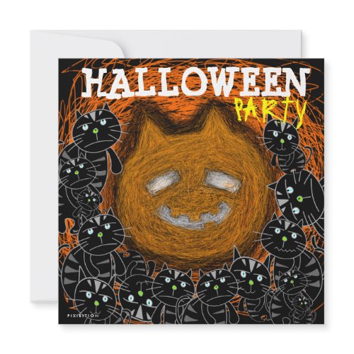 Halloween Party Invitation Pumpkin Cat Face invitation
