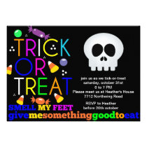Halloween party invitation skeleton and sweets invitations