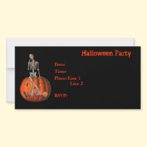 Halloween Party Invitation Skeleton Pumpkin Card Picture Card