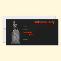 Halloween Party Invitation Skeleton Tombstone Card Photo Card Template