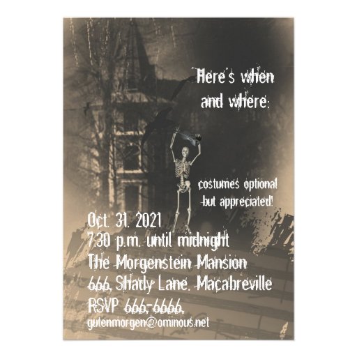 Halloween Party Invitation, Skeleton with Violin