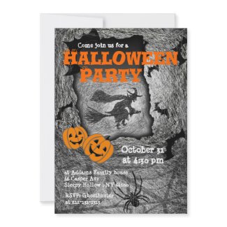 Halloween Party Invitation Witch Spider invitation