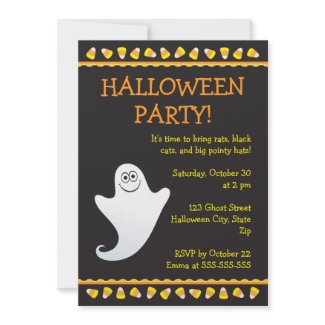 Halloween party invitation with cartoon ghost invitation