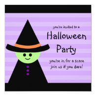 Halloween Party Invitations Cute Toy Witch