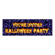 Halloween Party Invitations in fire and flames Business Cards