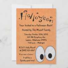 Halloween Party Spooky Eyes Fun Scary Invitation