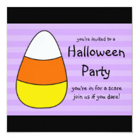 Halloween Party Invitations Square Candy Corn