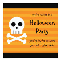 Halloween Party Invitations Square Pirate Skull