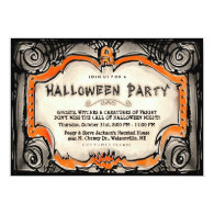 Halloween Party Invite - Black & Orange Border