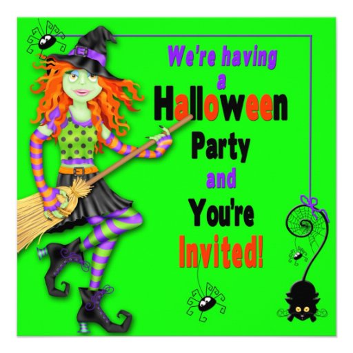 HALLOWEEN PARTY INVITE - KIDS - WITCHES/SPIDERS