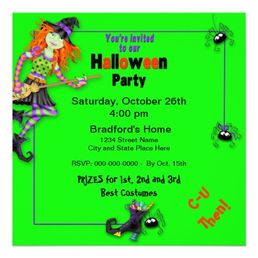 HALLOWEEN PARTY INVITE - KIDS - WITCHES/SPIDERS