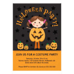 Halloween party invite with Jack o lantern girl