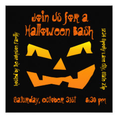 Halloween Party Jack O Lantern Pumpkin Invitations