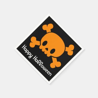 Halloween Party Napkins: Cute Skull and Crossbones Standard Cocktail Napkin