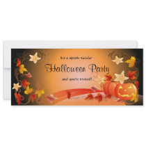 Halloween Party Pumpkins, Autumn Leaves & Swirls invitations