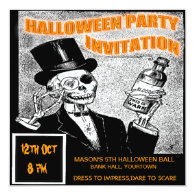 Halloween party skeleton invitation square