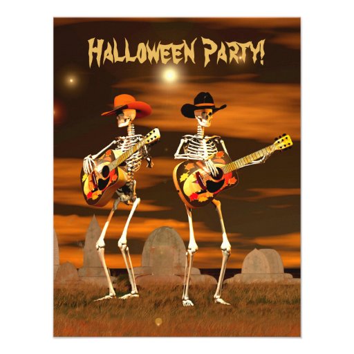 Halloween Party Skeleton Musicians Announcements