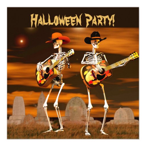 Halloween Party Skeleton Musicians Custom Announcements