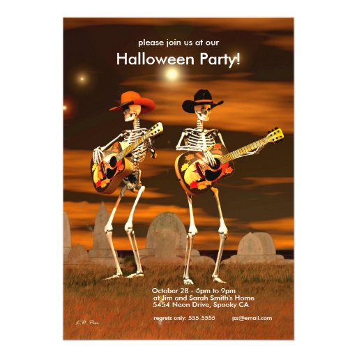 Halloween Party Skeleton Musicians Personalized Announcement