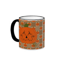 Halloween Patchwork Pumpkin Mug by 13BlackCatsDesigns Halloween Patchwork Pumpkin Mug