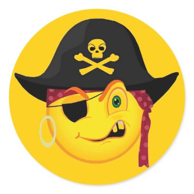 Halloween Pirate Smiley Round Stickers by JuJuGarden