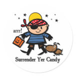 Halloween Pirate Round Stickers