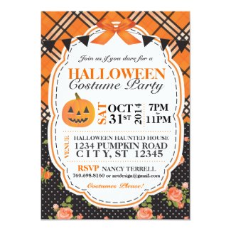 Halloween Plaid & Floral Invite