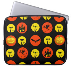 Halloween Polka Dots Bats Black Cats Witches Gifts Laptop Computer Sleeve