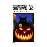 Halloween Postage with Black Cat &amp; Pumpkins
