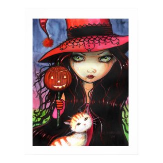 Halloween Poster Witch Cat by Molly Harrison print