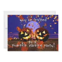 Halloween Pumpkin Carving Party Custom Invites