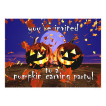 Halloween Pumpkin Carving Party Custom Invites