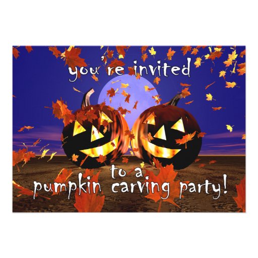 Halloween Pumpkin Carving Party Custom Invites