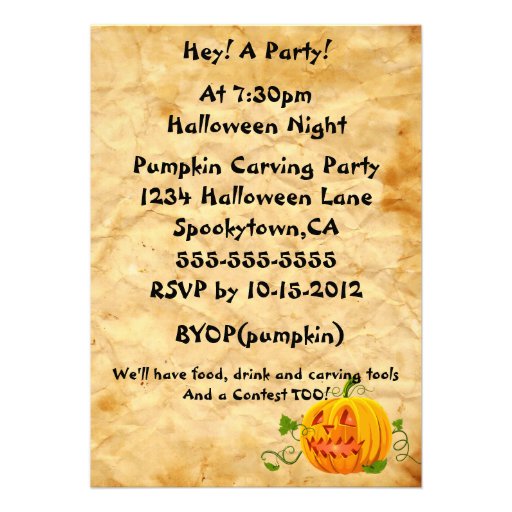 Halloween Pumpkin Carving Party Invitation