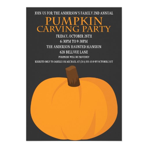 Halloween Pumpkin Carving Party Invitations (front side)