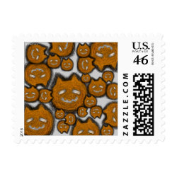 Halloween Pumpkin Cookies Cat Face Postage stamp