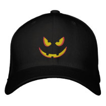 Halloween Pumpkin Grin - Booo! embroidered hats