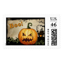 Halloween Pumpkin & Haunted House Postage