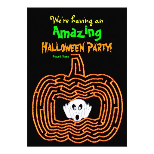 Halloween Pumpkin Maze and Ghost Custom Invite
